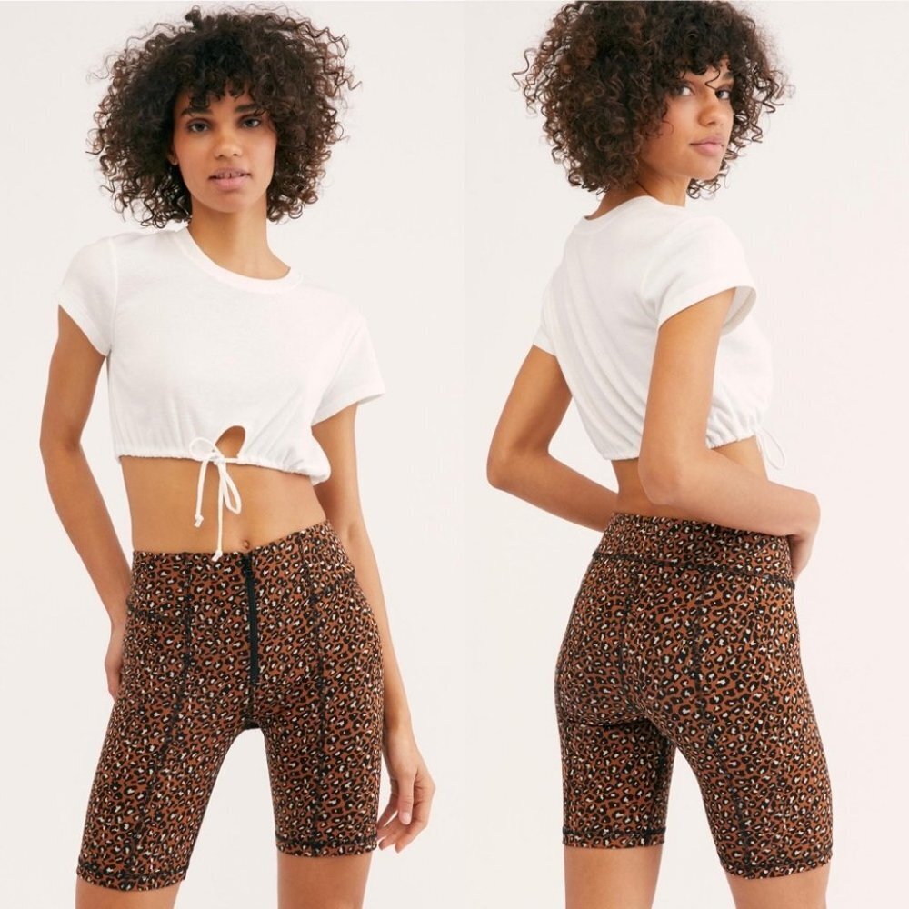 Nwt Free People Leopard Print Lucky Strike Bike Shorts Size Small New With Tags - Picture 3 of 10
